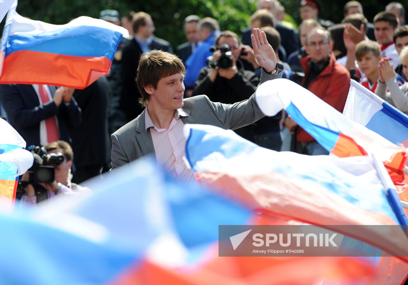 Russian national hockey team celebration parade in Moscow
