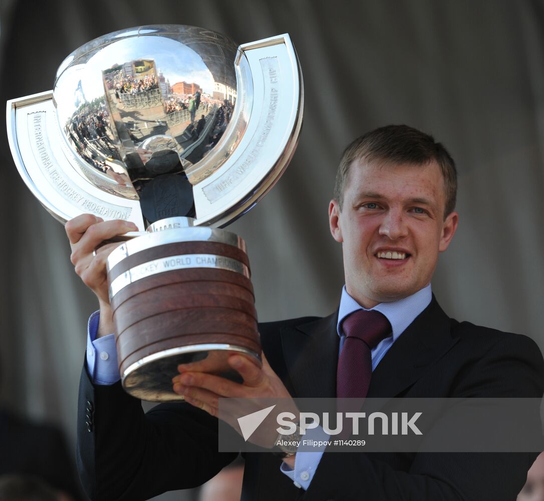 Russian national hockey team celebration parade in Moscow