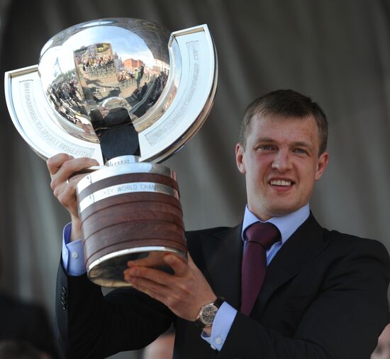 Russian national hockey team celebration parade in Moscow