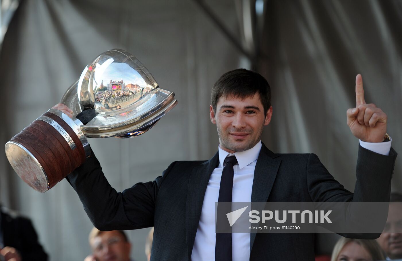 Russian national hockey team celebration parade in Moscow