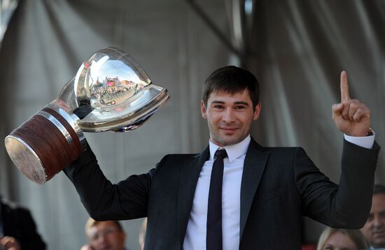 Russian national hockey team celebration parade in Moscow