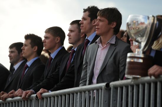 Russian national hockey team celebration parade in Moscow