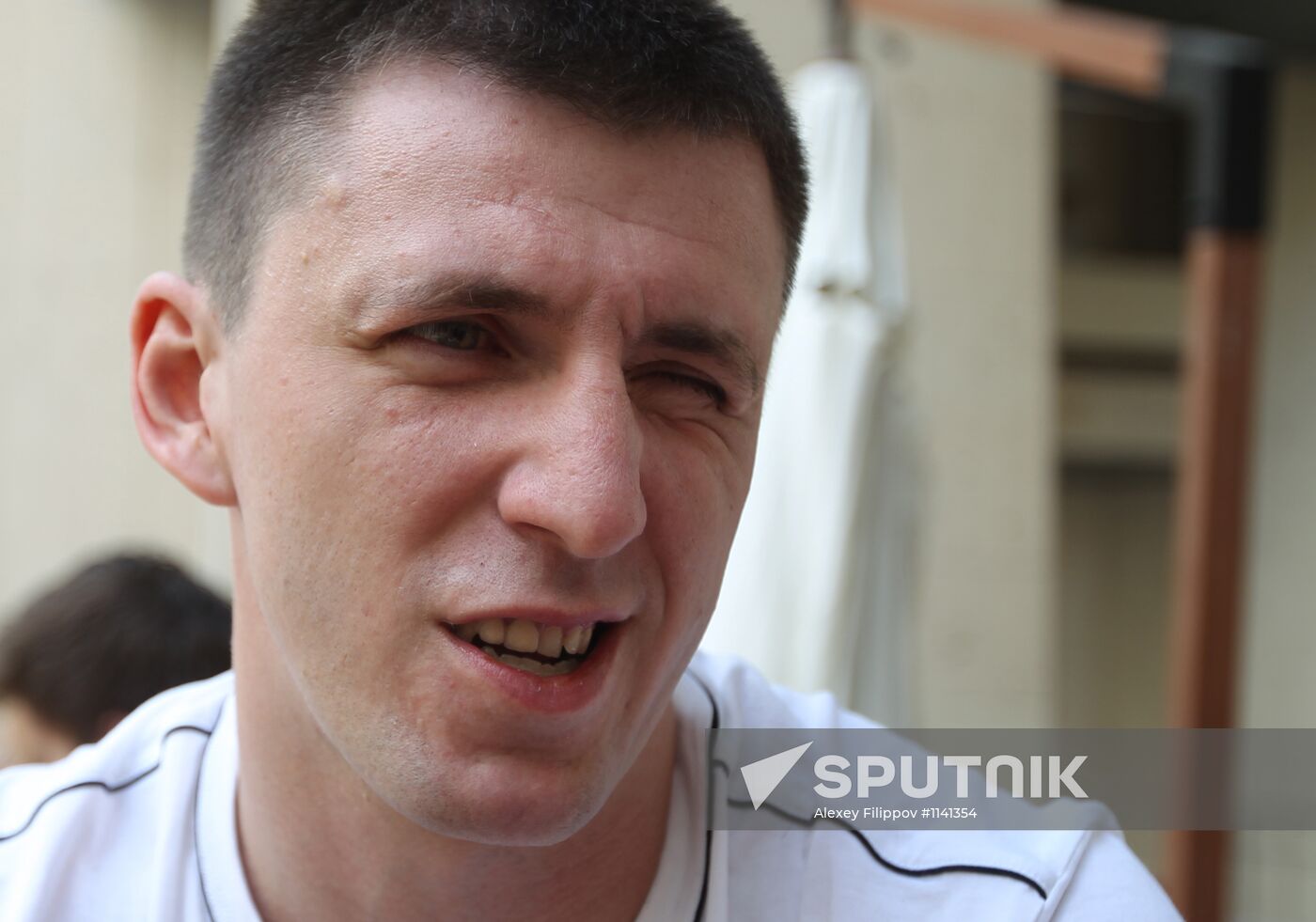 Russian basketball team's player Vitaly Fridzon gives interview