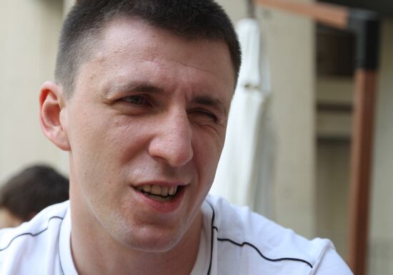 Russian basketball team's player Vitaly Fridzon gives interview
