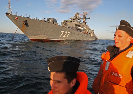 Baltic Fleet's guard ship "Yaroslav Mudry" during exercise