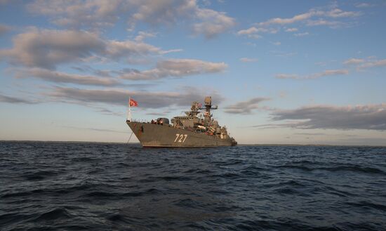 Baltic Fleet's guard ship "Yaroslav Mudry" during exercise