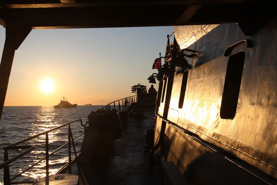 Baltic Fleet's guard ship "Yaroslav Mudry" during exercise