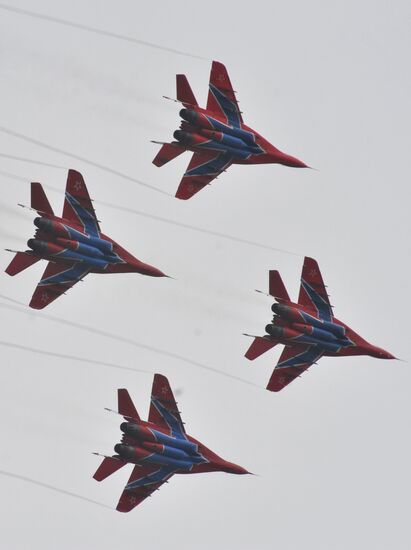 Performance by Russian Knights and Swifts aerobatic teams