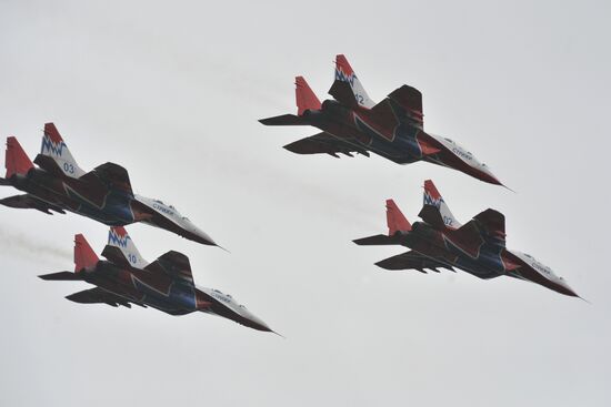 Performance by Russian Knights and Swifts aerobatic teams