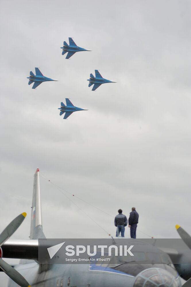 Performance by Russian Knights and Swifts aerobatic teams