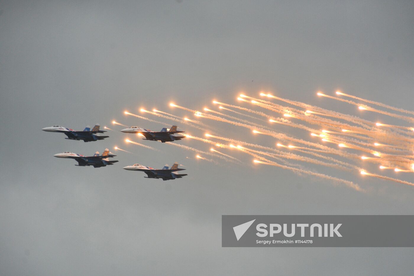 Performance by Russian Knights and Swifts aerobatic teams