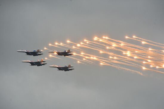 Performance by Russian Knights and Swifts aerobatic teams