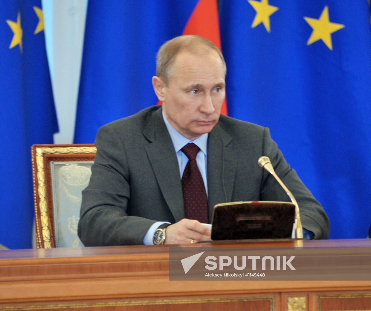 Russian President V.Putin at Russia-EU summit