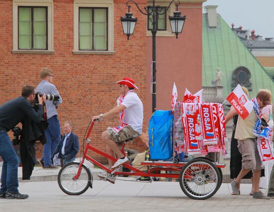 Football fans before the start of Euro 2012 in Warsaw