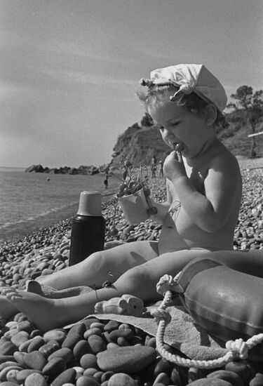 Child on Golden Beach in Yalta