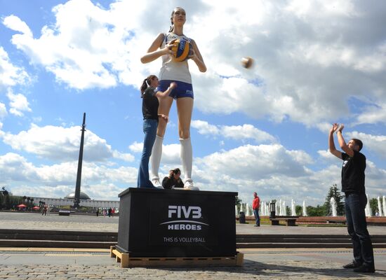 Five-meter high statue of volleyball player Yekaterina Gamova