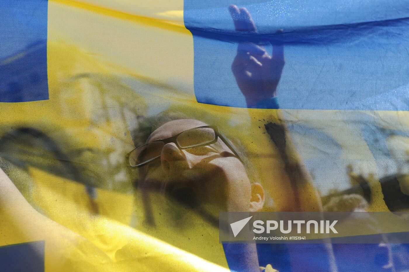 Swedish fans in Kiev before match between Ukraine - Sweden