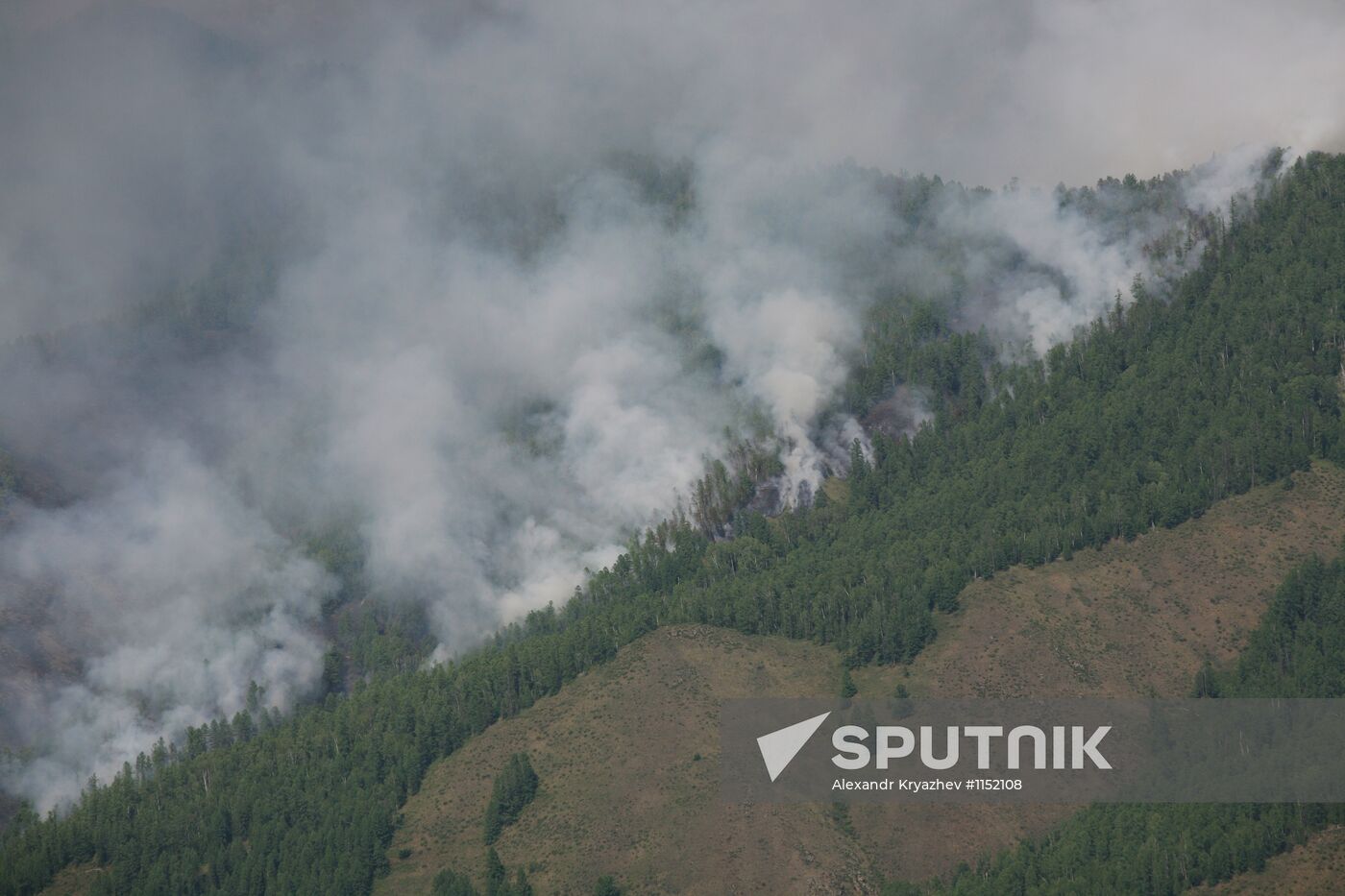 Forest fires in republic of Tuva