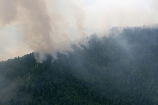 Forest fires in republic of Tuva