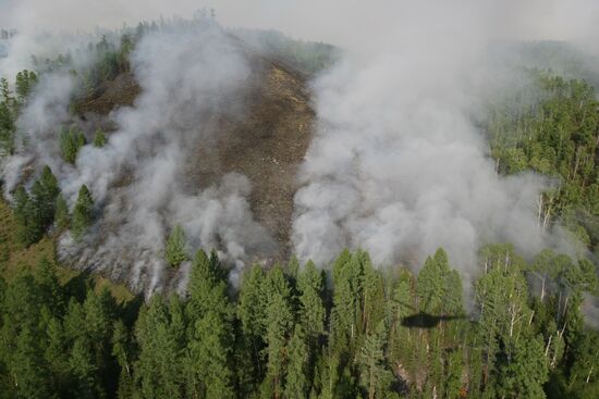 Forest fires in republic of Tuva