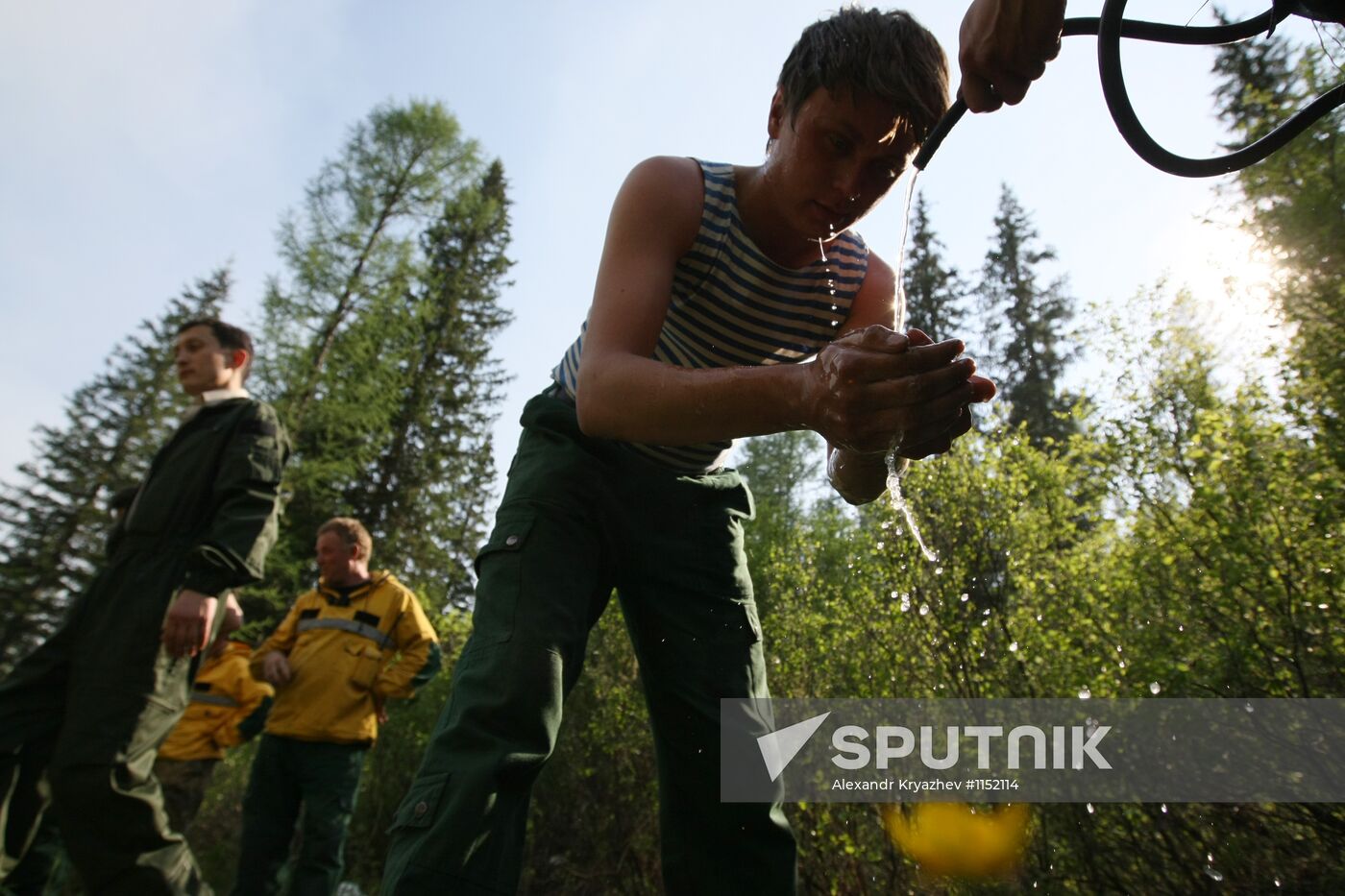 Fighting forest fires in republic of Tuva