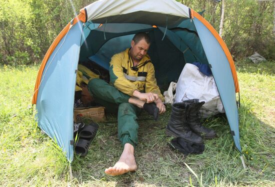 Fighting forest fires in republic of Tuva