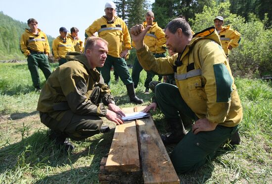 Fighting forest fires in republic of Tuva