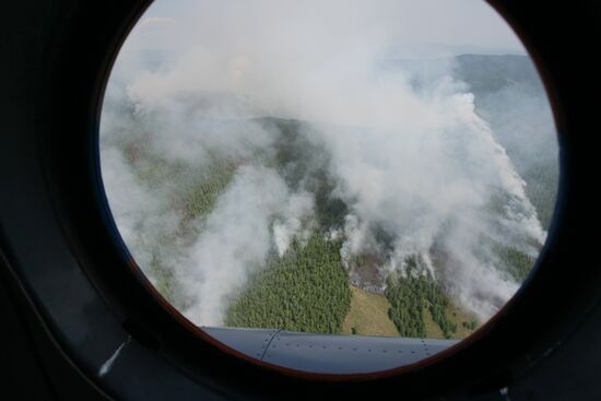 Forest fires in republic of Tuva