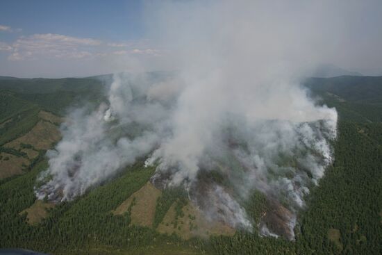 Forest fires in republic of Tuva