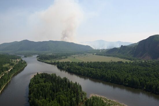 Forest fires in republic of Tuva
