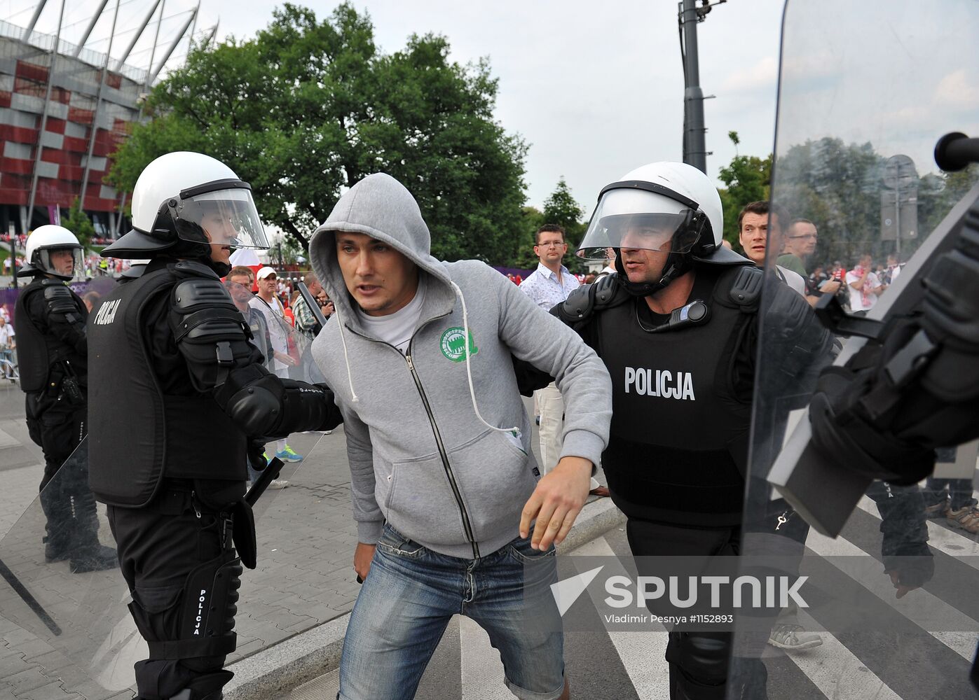 Russian fans' march in Warsaw