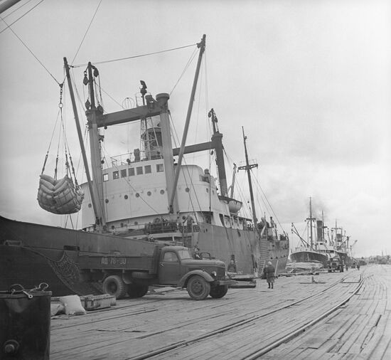 Loading ships at Arkhangelsk port