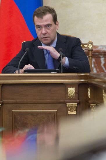 Russian Prime Minister Medvedev chairs Government meeting