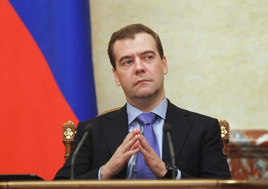 Russian Prime Minister Medvedev chairs Government meeting