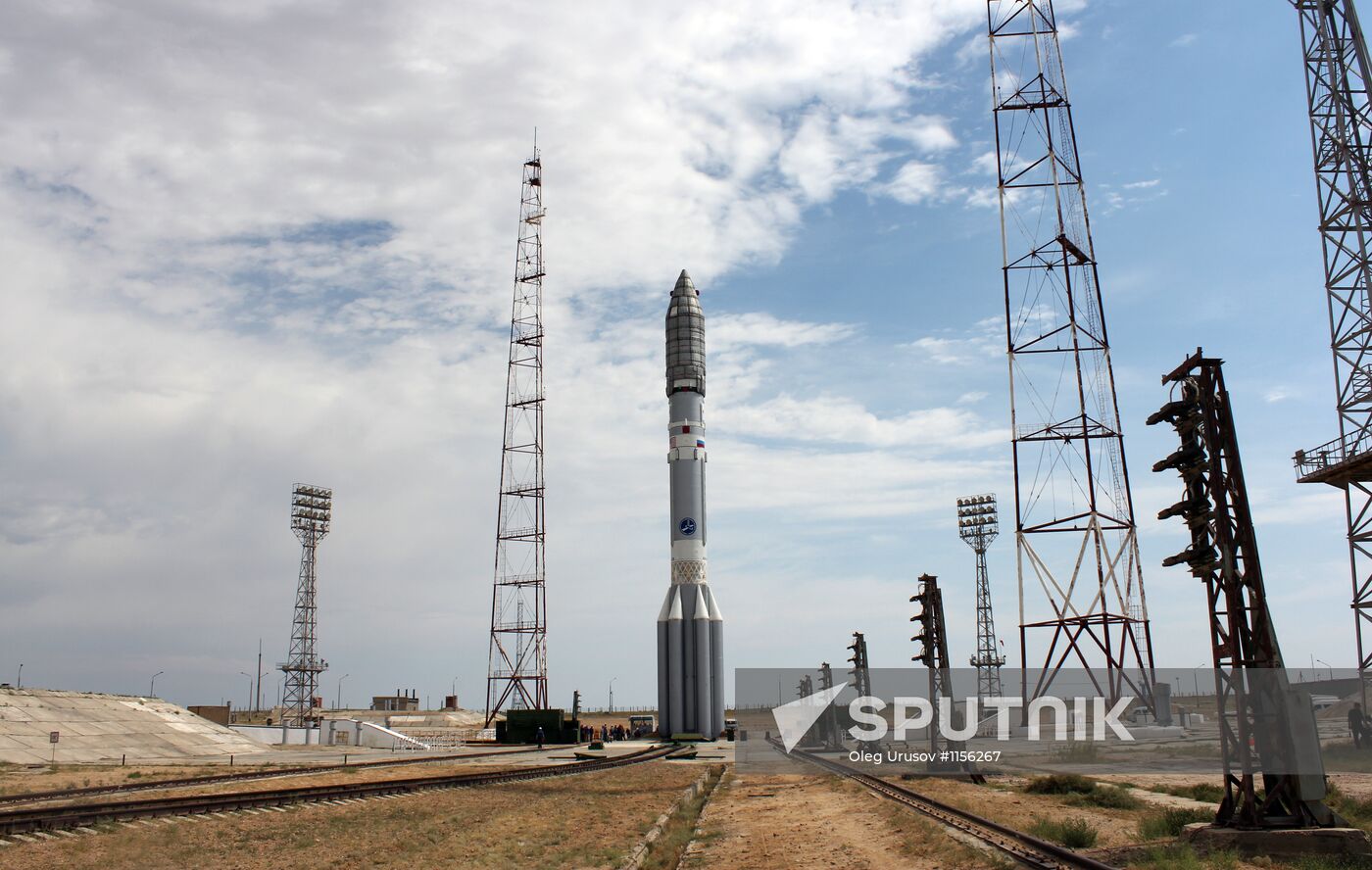 Moving Proton-M rocket to launch complex at Baikonur