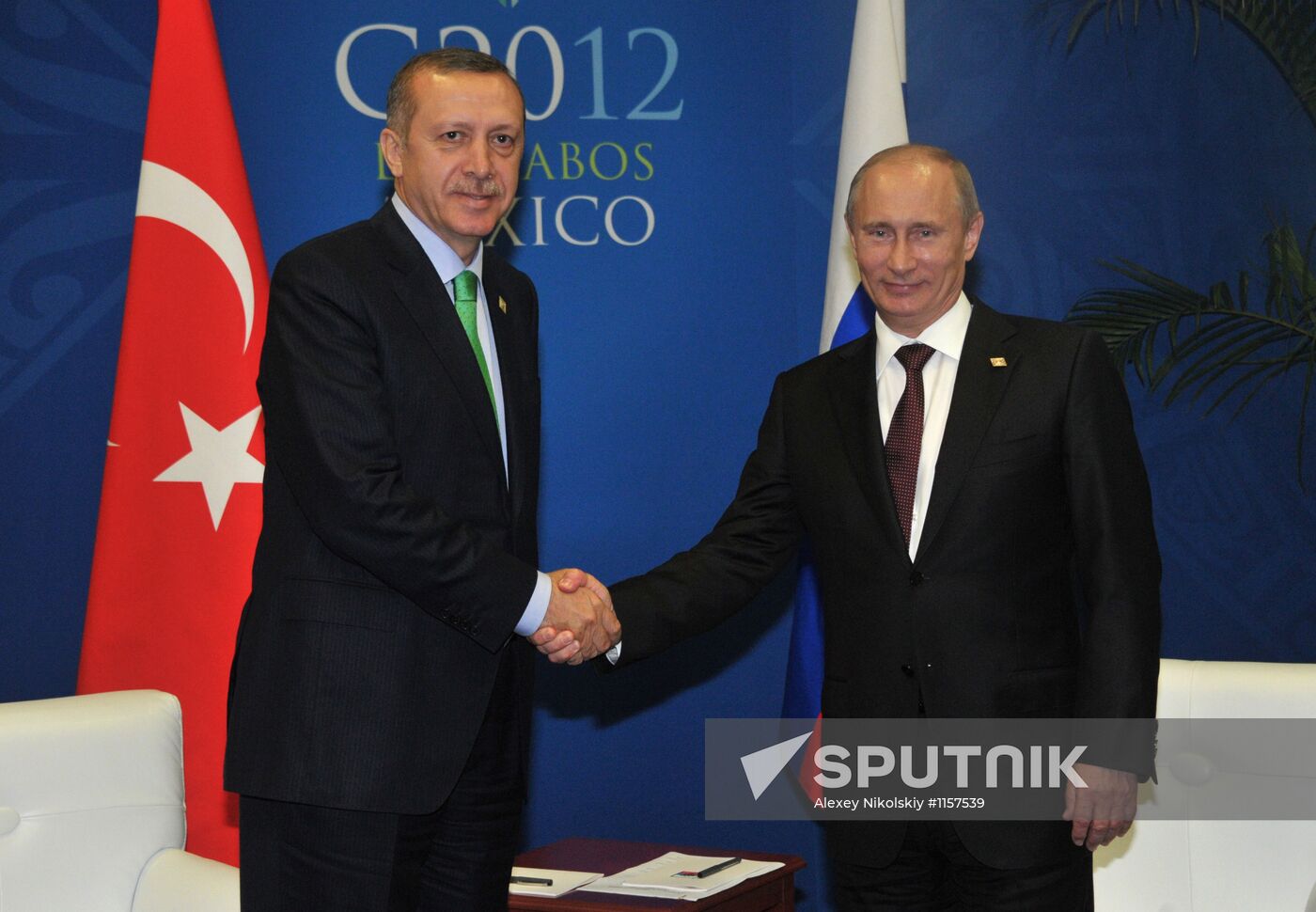 Vladimir Putin meets with Recep Erdogan