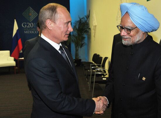 Vladimir Putin at the summit of the Big 20 in Los Cabos, Mexico