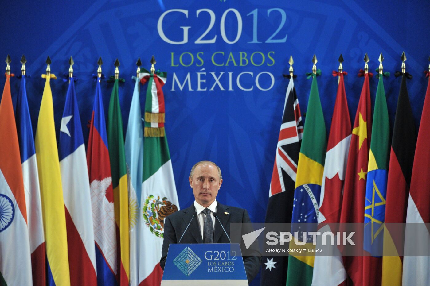 Vladimir Putin at the summit of the Big 20 in Los Cabos, Mexico