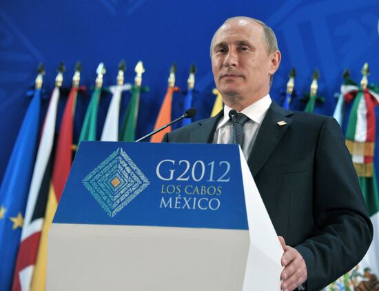 Vladimir Putin at G20 summit in Los Cabos, Mexico