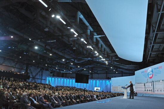 President Vladimir Putin speaks at SPIEF 2012