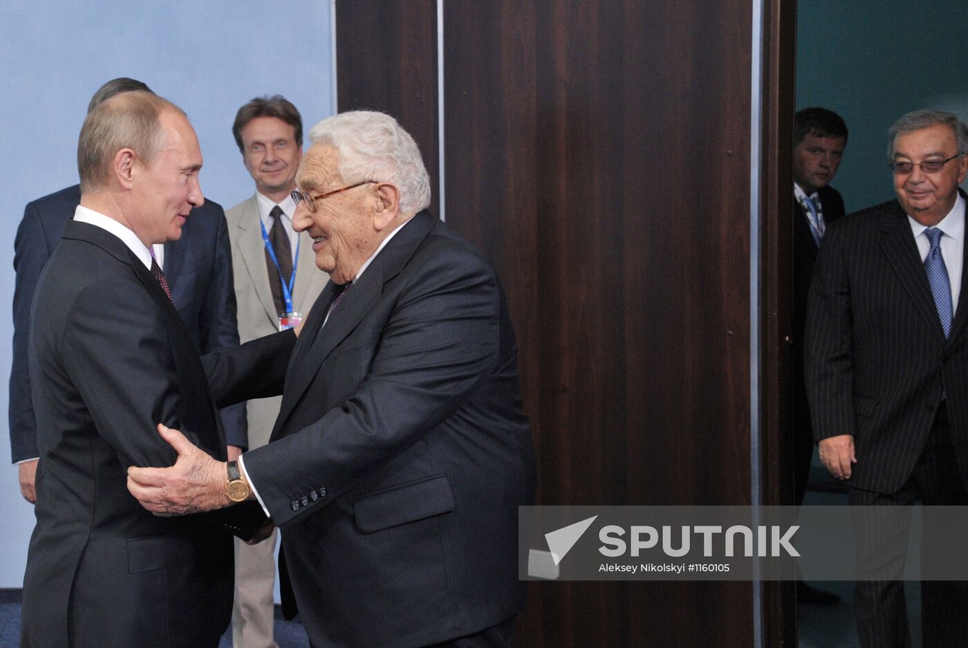 Vladimir Putin meets with Henry Kissinger in St Petersburg