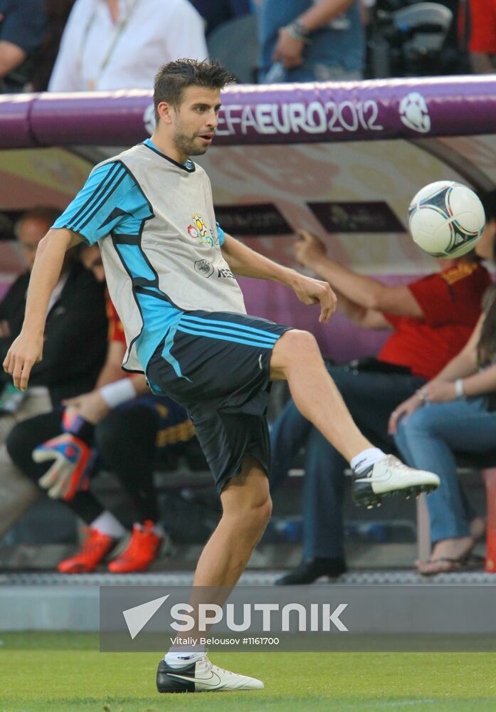 Football. Euro 2012. Spain and France teams training