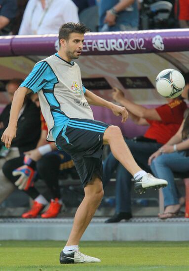 Football. Euro 2012. Spain and France teams training