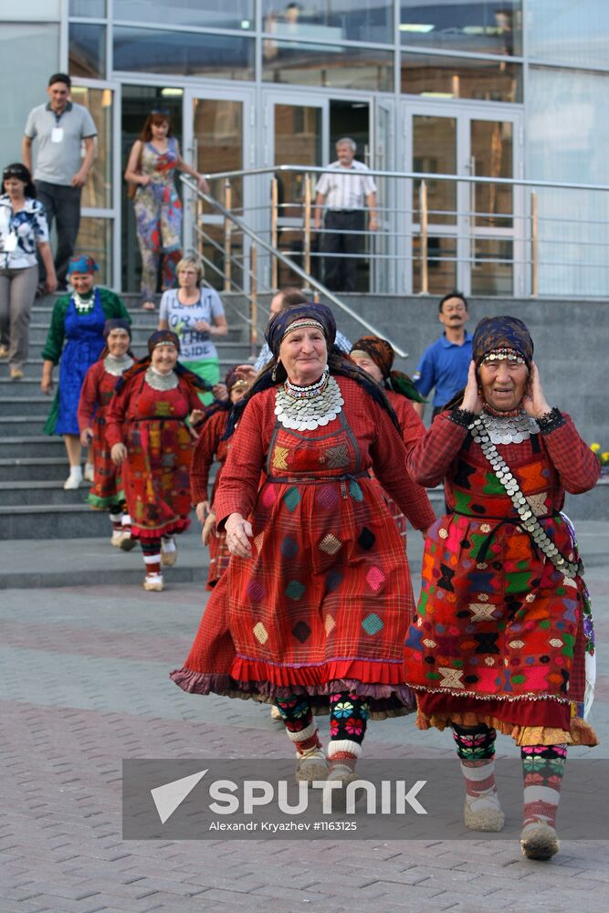 Buranovskiye Babushki ethno-pop band performs in Novosibirsk