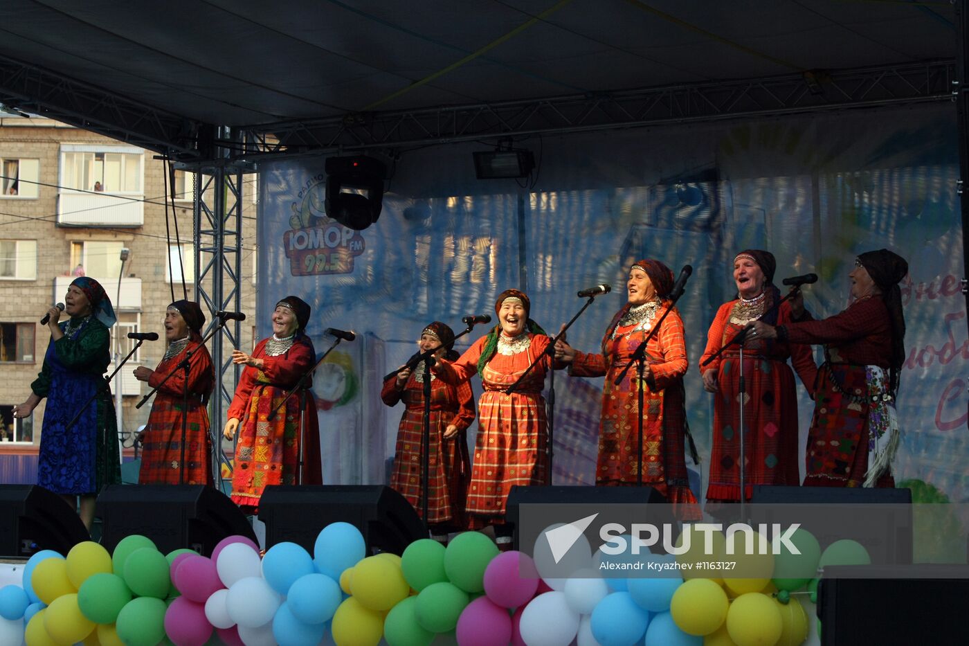 Buranovskiye Babushki ethno-pop band performs in Novosibirsk