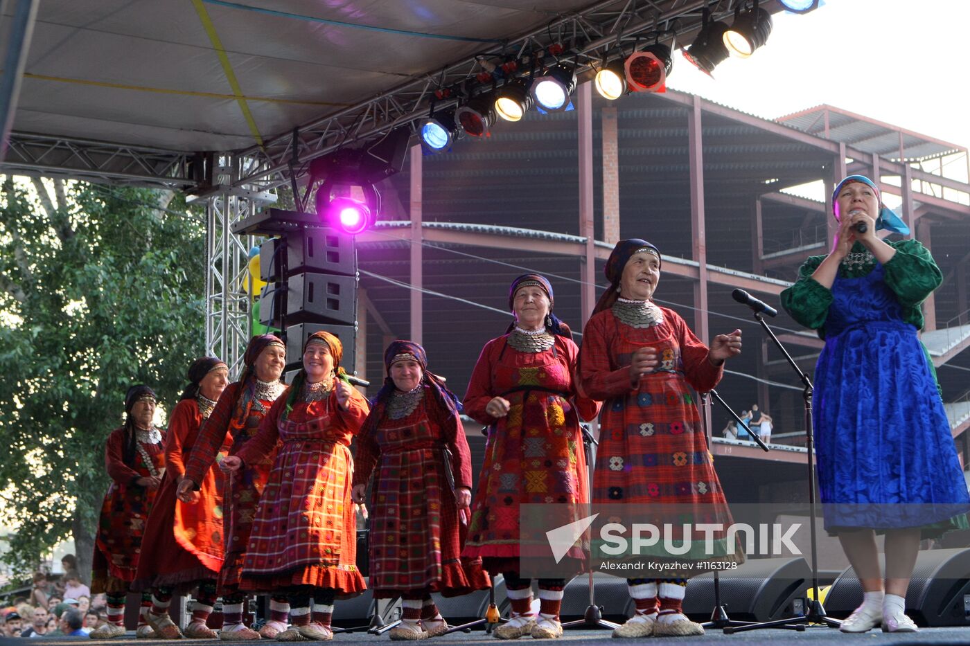 Buranovskiye Babushki ethno-pop band performs in Novosibirsk