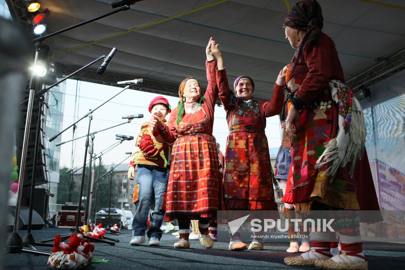 Buranovskiye Babushki ethno-pop band performs in Novosibirsk