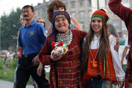 Buranovskiye Babushki ethno-pop band performs in Novosibirsk