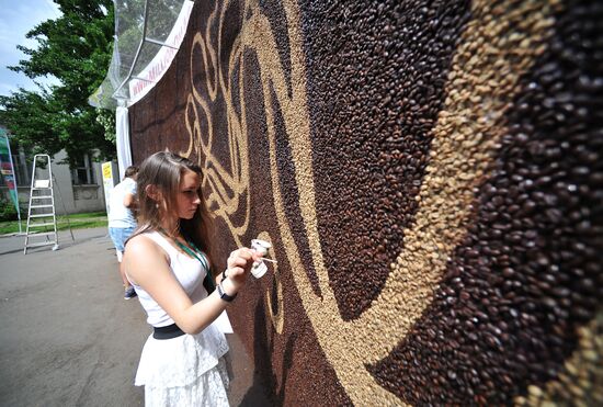 Largest coffee bean mosaic in Gorky Park