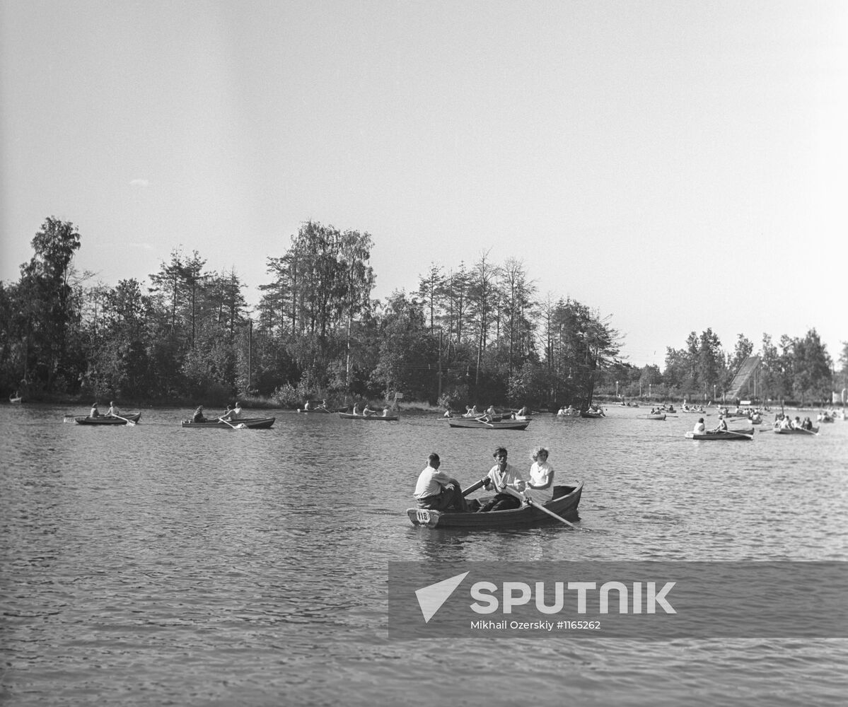 Boating in pond of Gorky Park